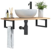 vidaXL Prateleira de parede p/ lavatório aço/madeira de acácia maciça