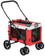 Pawhut Carrinho para Cães de Pequeno e Mini com 2 Guias e Bolsa Porta Objetos 81x58x97,5 cm | Aosom Portugal