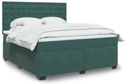 vidaXL Cama com molas/colchão 180x200 cm veludo verde-escuro