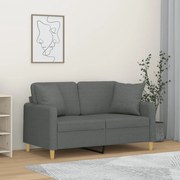 Sofá 2 lugares +almofadas decorativas 120cm tecido cinza-escuro