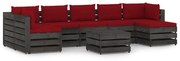 8 pcs conj. lounge jardim + almofadões madeira impreg. cinzento