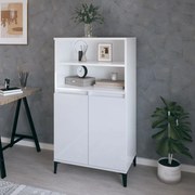 vidaXL Aparador alto 60x36x110cm derivados de madeira branco brilhante