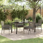 vidaXL Conjunto de Jantar de 5 Peças com Almofadas Cinza Rattan PE