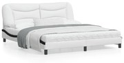 vidaXL Estrutura de cama c/ cabeceira couro artificial branco e preto
