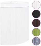 Cesto de canto para roupa suja 60 L bambu branco