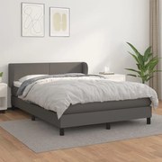 vidaXL Cama com molas/colchão 140x200 cm couro artificial cinzento