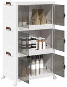 vidaXL Caixa arrumação empilhável rodas 3camadas 75L 64x39,5x110,5cm