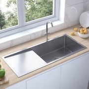 vidaXL Lava-louça de cozinha artesanal aço inoxidável