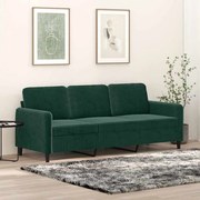 vidaXL Sofá de 3 lugares 180 cm veludo verde-escuro