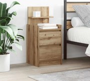 vidaXL Mesa de cabeceira com 2 gavetas 38x34x80 cm carvalho artesanal