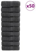 vidaXL Toalhas de rosto premium SOLUND 50 unidades Antracite 30x30 cm 600 g/m²