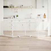 vidaXL Portão p/ cães com porta dobrável 4 painéis 320 cm abeto branco