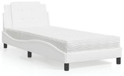 Cama com colchão 90x200 cm couro artificial branco