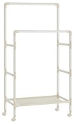 Cabideiro de metal SONGMICS RDR101W02 com 2 varões, 1 prateleira, 4 rodas, carga máxima de 55 kg, fácil montagem, branco