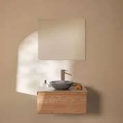 Conjunto De Móvel De Casa De Banho Suspenso Em Madeira De Freixo Tedrik Castanho Fresno & Cimento Cinzento Redondo Ø40 Cm Tarsis & Led - Sklum