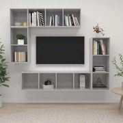 vidaXL Conjunto móveis de TV 4 pcs madeira processada cinzento cimento