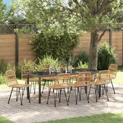vidaXL Conjunto de Jantar de Jardim com 9 Peças em Rattan de Poliéster Marrom