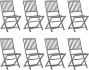 vidaXL Cadeiras de exterior dobráveis 8pcs c/ almofadões acácia maciça