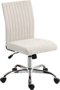 HOMCOM Cadeira de Escritório Sem Braços Ajustável 46-56 cm Giratória 360° Creme | Aosom Portugal