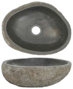 146212 vidaXL Lavatório de pedra do rio oval (29-38)x(24-31) cm