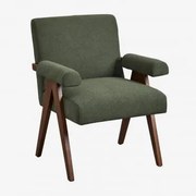Poltrona Lucca Em Madeira E Tecido Bouclé Bouclé Verde Exército - Sklum