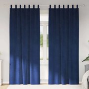 Cortinas Blackout vidaXL com Laços de Suspensão 2 pcs Veludo Azul Escuro