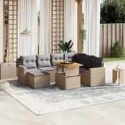 vidaXL 8 pcs conjunto de sofás p/ jardim com almofadões vime PE bege
