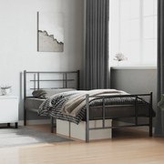 vidaXL Estrutura de cama com cabeceira e pés 107x203 cm metal preto