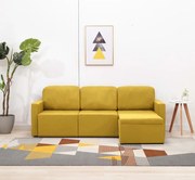 vidaXL Sofá-cama modular de 3 lugares tecido amarelo