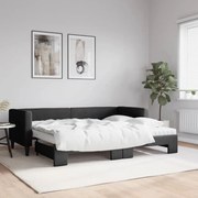 vidaXL Sofá-cama com gavetão e colchões 80x200 cm tecido preto
