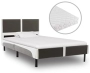 Cama com colchão 90x200 cm couro artificial cinzento e branco