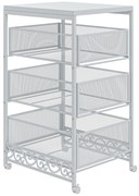 HOMCOM Carrinho Auxiliar Rodas 3 Gavetas Armazenamento Multiuso Casa 34x29,5x57,5 cm Branco | Aosom Portugal