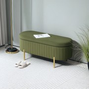 Banco de arrumação 108 x 44 x 43,5 cm, baú de veludo com tampa, pés de metal, capacidade de 72 L, verde escuro