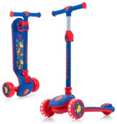 Scooter infantil dobrável com plataforma extra larga e rodas de PU iluminadas por LED - Rosa