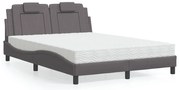 vidaXL Cama Viana com colchão 140x190 cm couro artificial cinzento