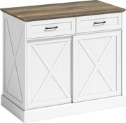 HOMCOM Ilha central de cozinha, buffet de cozinha, móvel de arrumação com 2 gavetas 2 portas deslizantes, prateleira ajustável, branco | Aosom Portugal