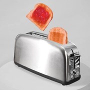 Torradeira vertical Toastin' time 850 Inox Long Steel com uma ranhura longa e suporte para pão