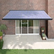 Toldo retrátil 4x3 m tecido e alumínio azul e branco