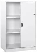 HOMCOM Armário de escritório com 2 portas deslizantes e 3 prateleiras 80x40x120 cm Branco