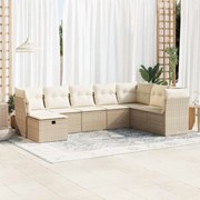 vidaXL 8 pcs conjunto de sofás p/ jardim com almofadões vime PE bege
