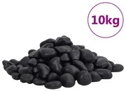 vidaXL Seixos polidos 10 kg 2-5 cm preto