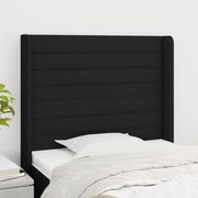 vidaXL Cabeceira de cama c/ abas tecido 83x16x118/128 cm preto
