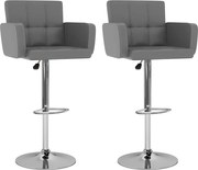 vidaXL Bancos de bar 2 pcs couro artificial cinzento