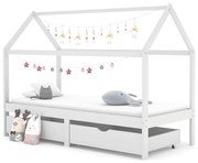 vidaXL Cama para crianças c/ gavetas 90x200 cm pinho maciço branco