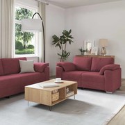 Conjunto de Sofá de 3 Peças com Almofadas Vermelhas Vinho