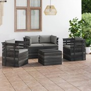 5 pcs conjunto lounge de paletes com almofadões pinho maciço