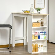 Mesa de Bar de Bistrô com 3 Prateleiras com Suporte Estilo Moderno para Cozinha e Sala de Jantar 112x57x106 cm Branco