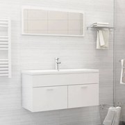 vidaXL Conj. de móveis de casa de banho contraplacado branco brilhante