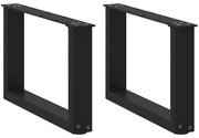 vidaXL Pés para mesa de centro em formato de U, 2 peças, preto, 50x(30-31) cm, aço