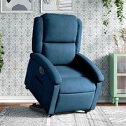 vidaXL Poltrona reclinável elevatória elétrica veludo azul